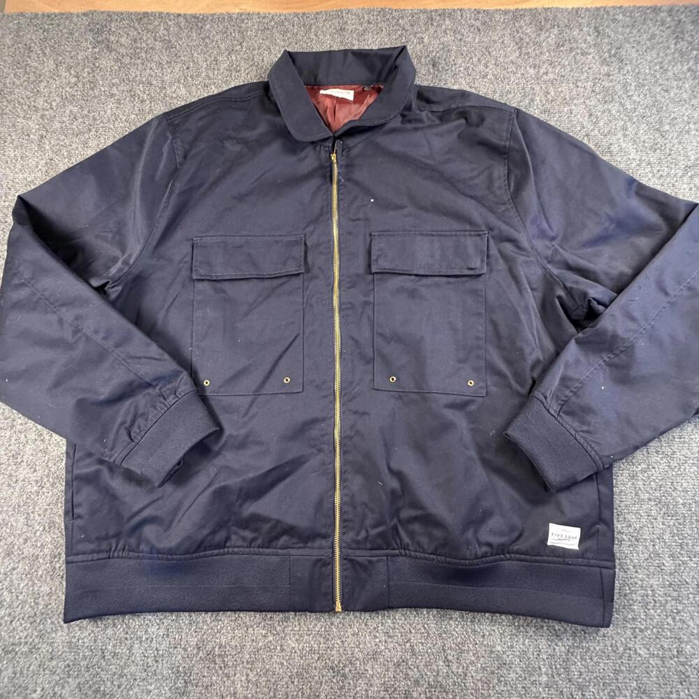 Five Four Mens Utility Jacket 3XL Navy Blue Full Zip Ribbed Hem RN116666 #H